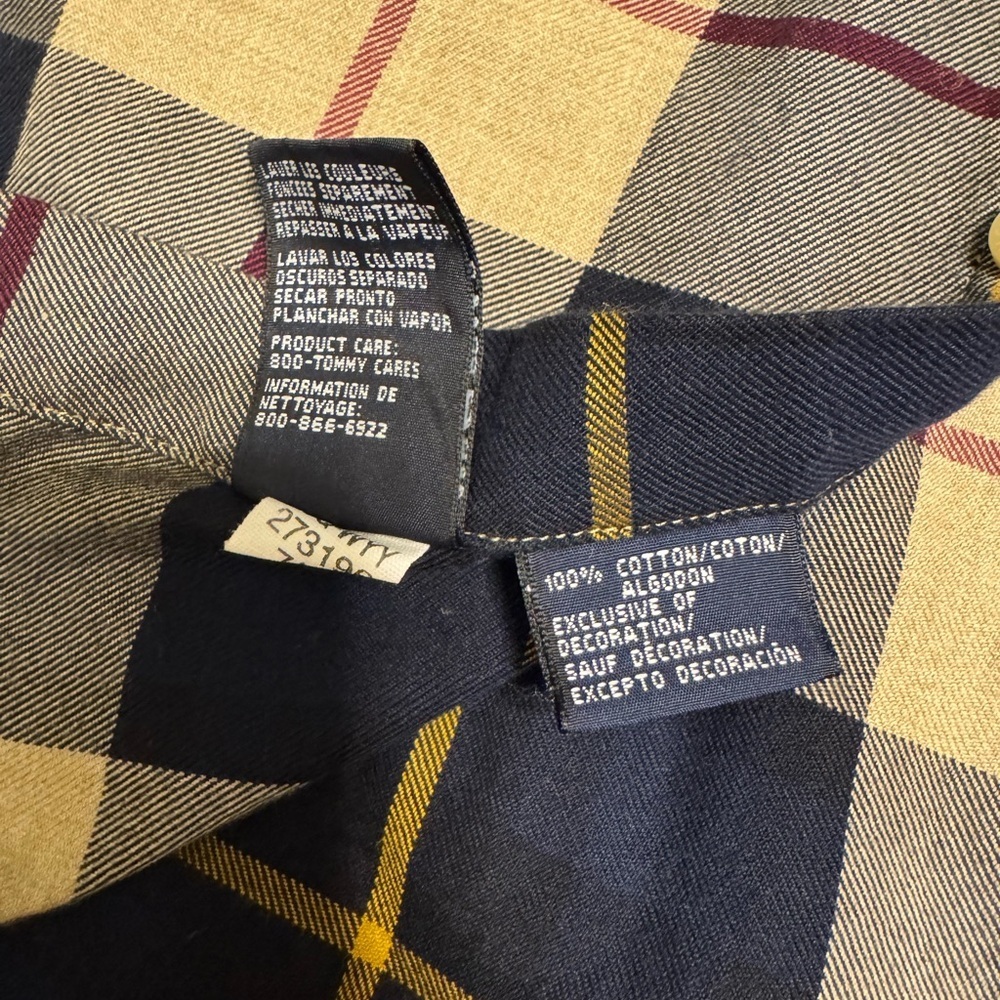 Tommy Hilfiger Plaid Men's Shirt - Navy and Beige Sz L - Picture 4 of 7